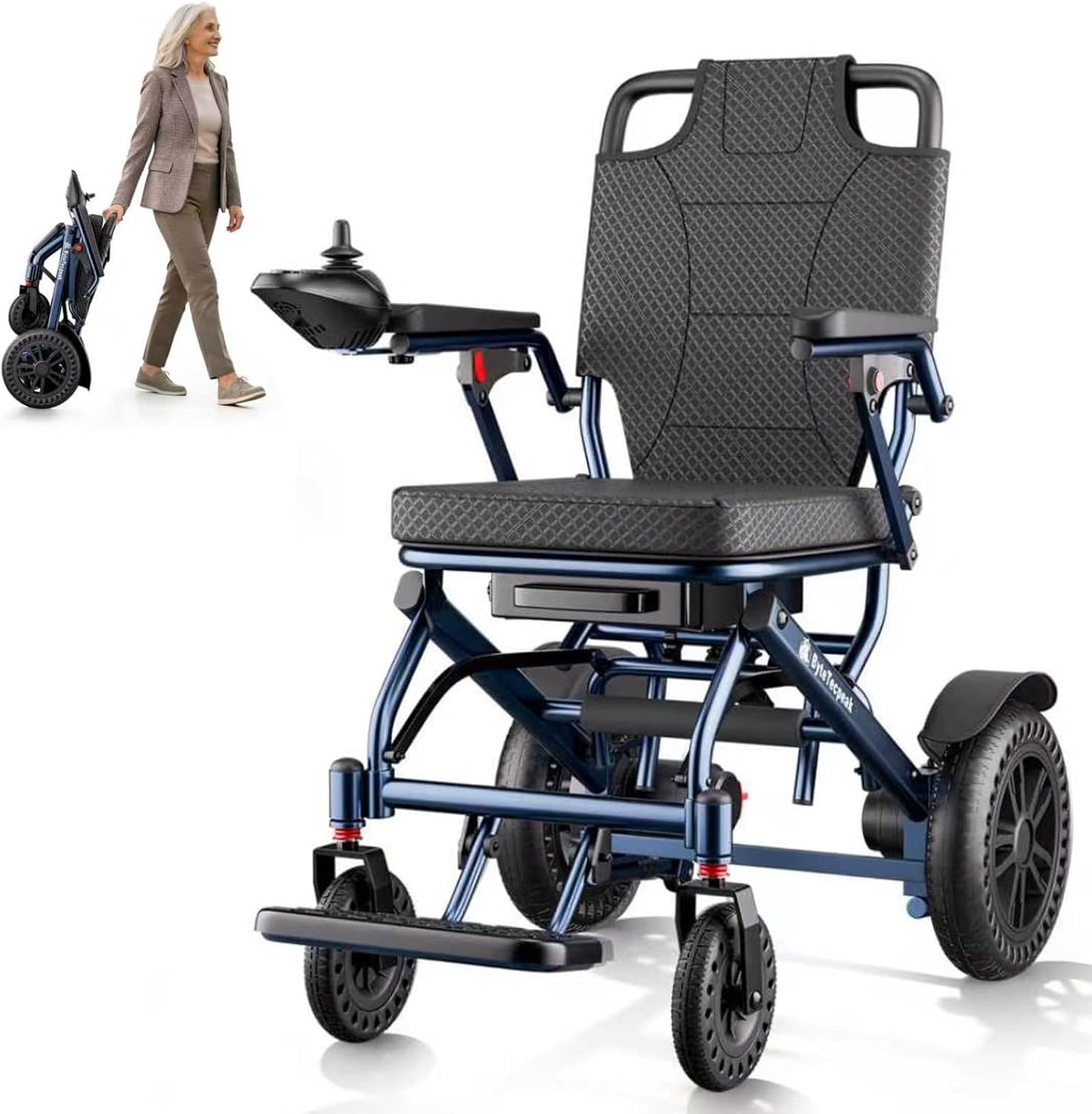 D14 Folding Electric Wheelchair for Adults with Removable Lithium Battery,20km Range,500W Motor,Lightweight & Compact Ultra-Portable Aluminium Powerchair,Travel-Friendly & Airline Approved