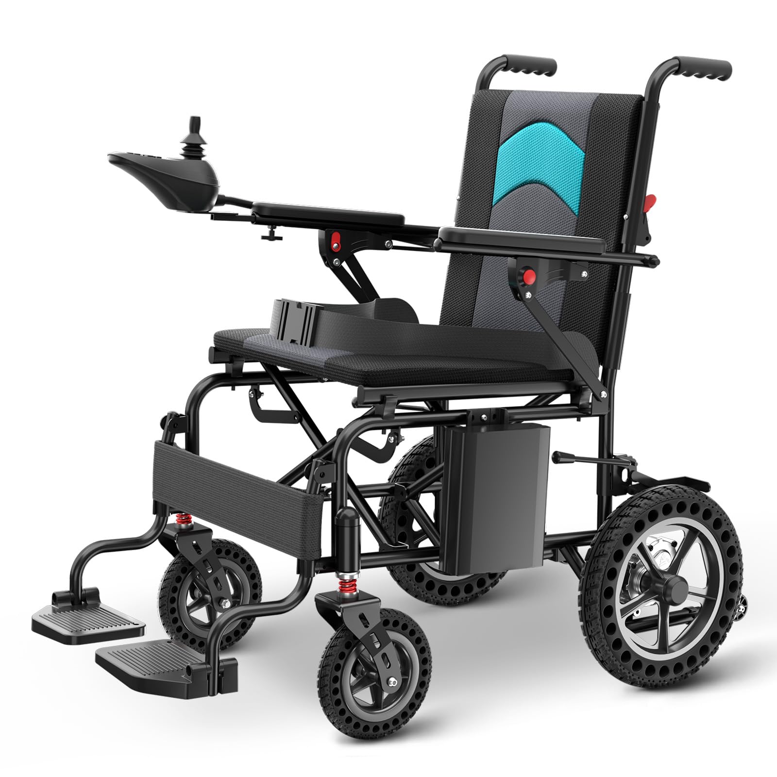 Foldable Electric Wheelchair for Adults, 500W High Power Electric Wheelchair, 350LBS Capacity & Ultimate Safety Design, All-Terrain Pneumatic Tires (Ultra-Light Carbon Fiber + Aluminum)