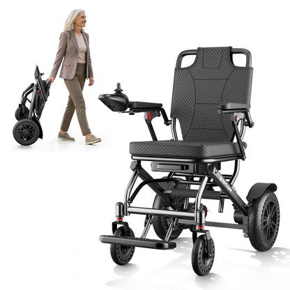 D14 Folding Electric Wheelchair for Adults with Removable Lithium Battery,20km Range,500W Motor,Lightweight & Compact Ultra-Portable Aluminium Powerchair,Travel-Friendly & Airline Approved