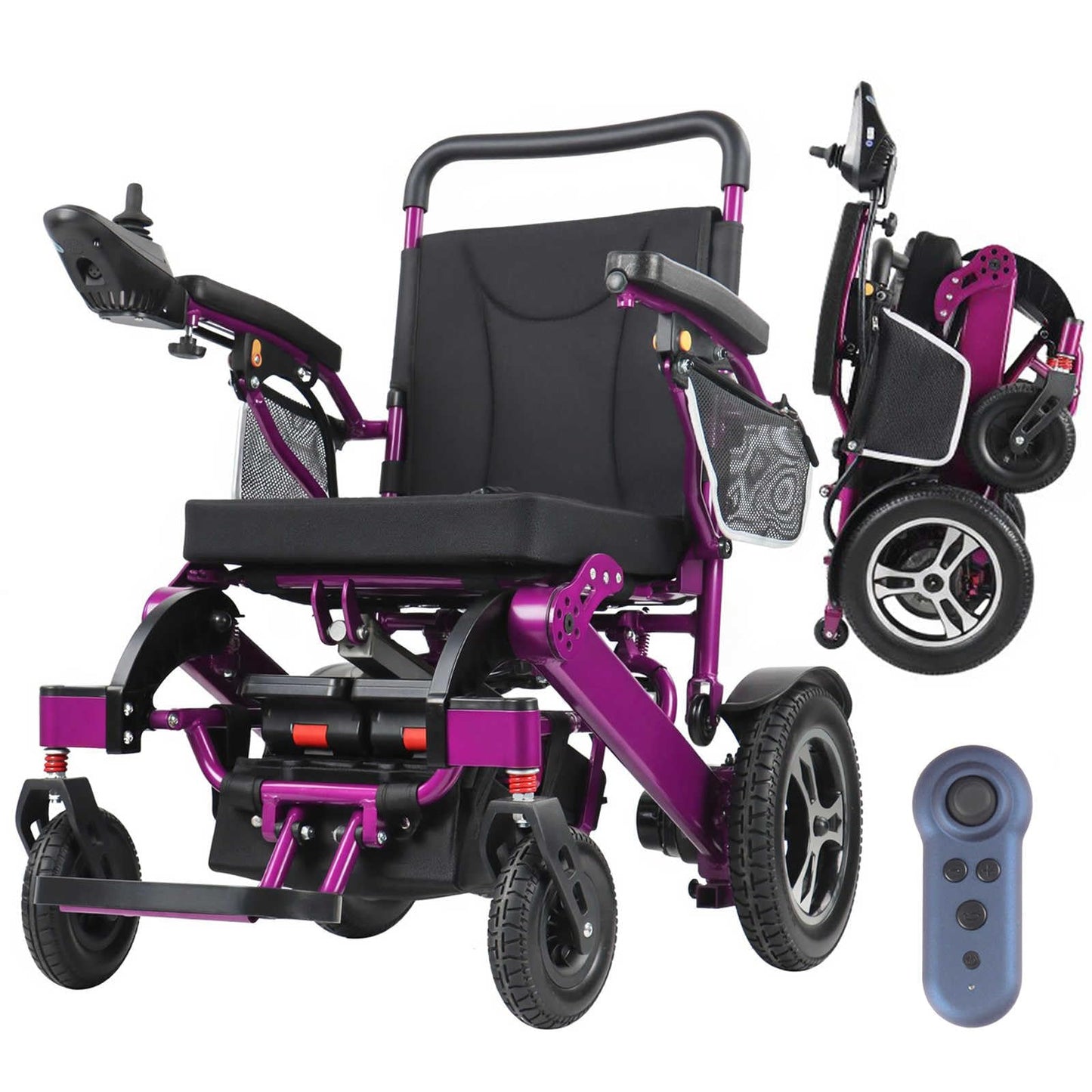 One-Button Folding Electric Wheelchair, Adults Seniors Electric Fold/Unfold Travel Power Chair, Net Weight 27Kg, 700W Output, 24Ah Battery, 30Km Range, with Remote Control, 120Kg Load Capacity