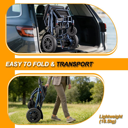 D14 Folding Electric Wheelchair for Adults with Removable Lithium Battery,20km Range,500W Motor,Lightweight & Compact Ultra-Portable Aluminium Powerchair,Travel-Friendly & Airline Approved