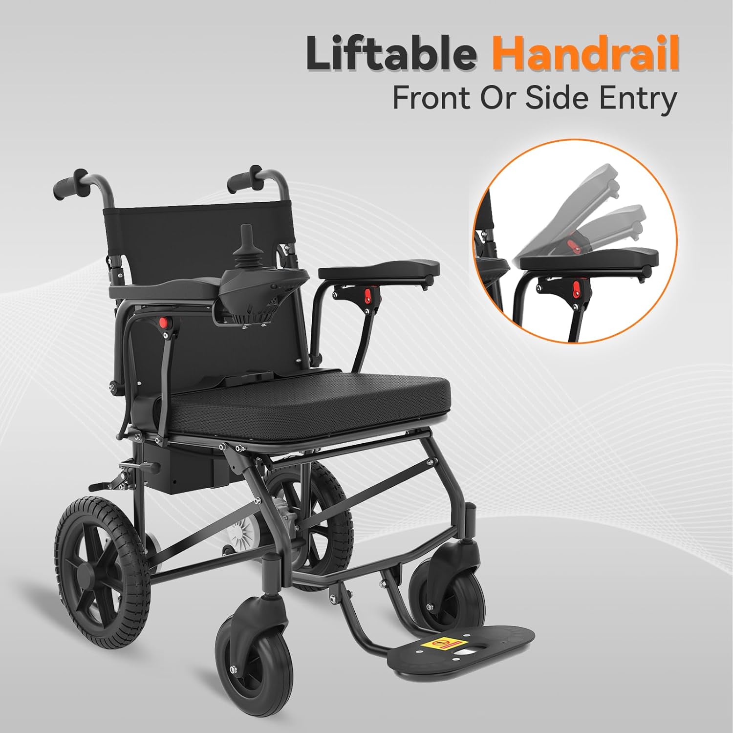 Lightweight Electric Wheelchair for Adults,Motorized Wheelchair Power Portable Wheelchair,500W Motor Airline Approved Black