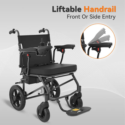 Lightweight Electric Wheelchair for Adults,Motorized Wheelchair Power Portable Wheelchair,500W Motor Airline Approved Black