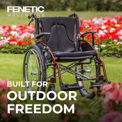 Voyager Self Propel Folding Outdoor All Terrain Wheelchair - Choice of Sizes and Colors (Red, 18" Seat Width)
