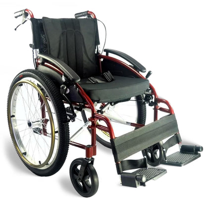 Voyager Self Propel Folding Outdoor All Terrain Wheelchair - Choice of Sizes and Colors (Red, 18" Seat Width)