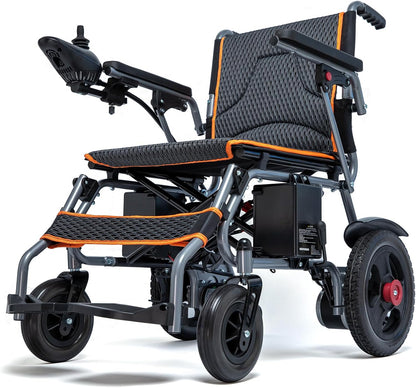 Foldable Electric Wheelchair for Adults,66lbs Sturdy Steel Power Chair with SOS Alert & Mute Button, 9Miles Range, All-Terrain Dual Motor Motorized Mobility Scooter with Electromagnetic Brake