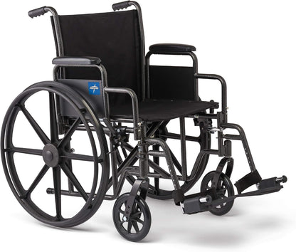 Medline Wheelchair, Desk-Length Arms and Swing-Away Leg Rests, 18" x 16" Seat (W x D)