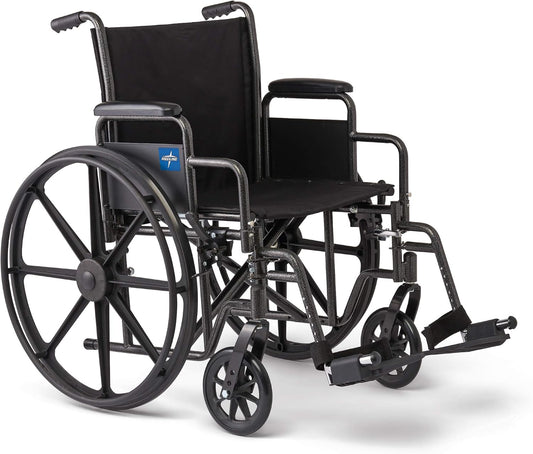 Medline Wheelchair, Desk-Length Arms and Swing-Away Leg Rests, 18" x 16" Seat (W x D)