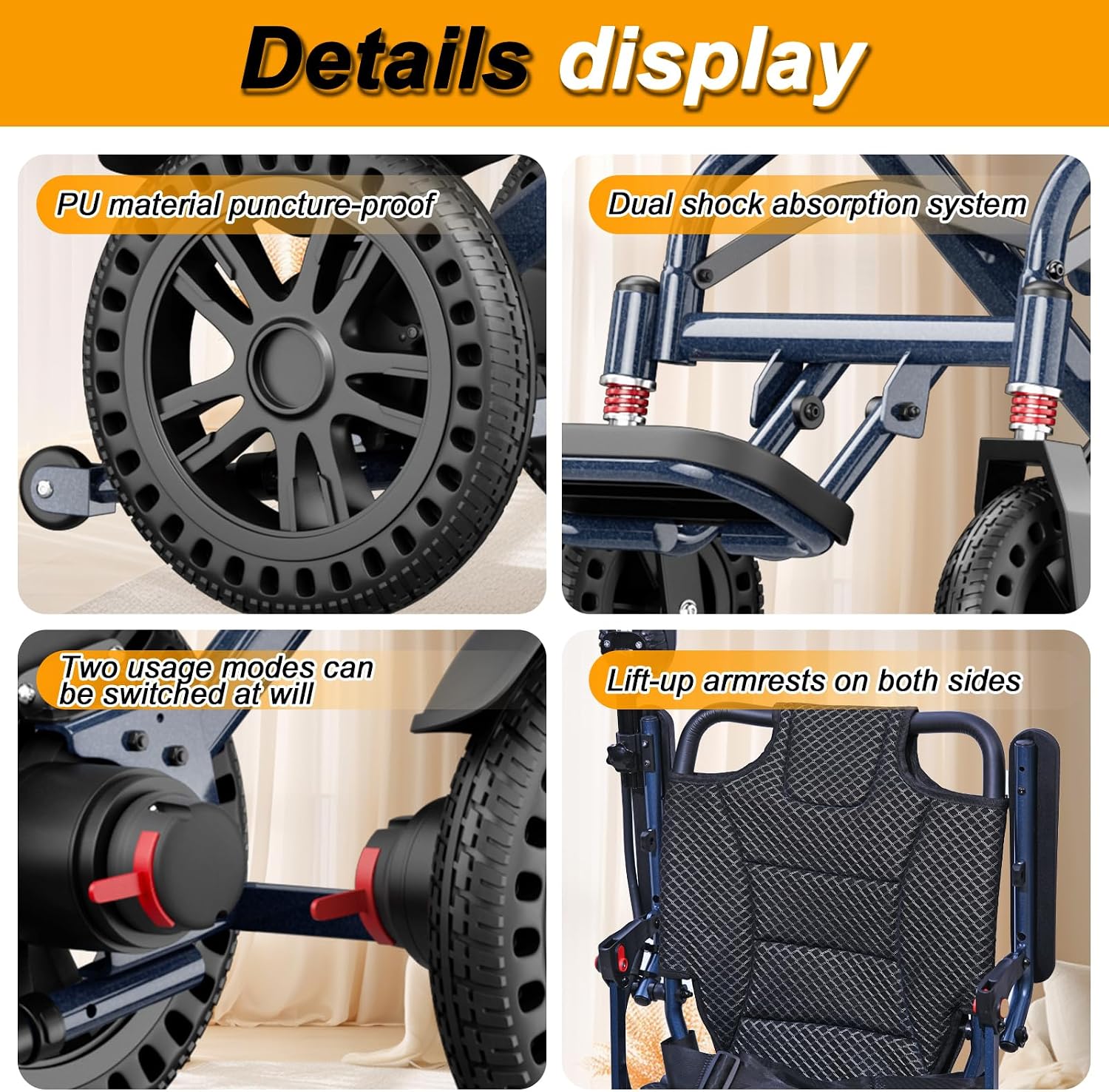D14 Folding Electric Wheelchair for Adults with Removable Lithium Battery,20km Range,500W Motor,Lightweight & Compact Ultra-Portable Aluminium Powerchair,Travel-Friendly & Airline Approved